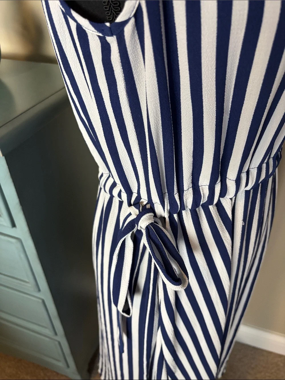 Juicy Couture Navy and White Vertical Stripe Sleeveless Midi Dress - Picture 5 of 10